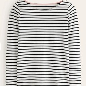 Boden Ella Long Sleeve Breton- Black and White Striped